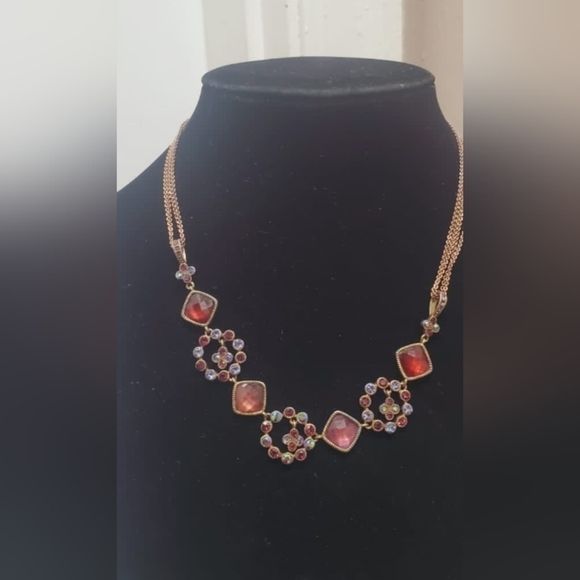Beautiful Crystal Multicolor Studded Necklace.Multi Colored Crystal Necklace 🌴 - Picture 1 of 5